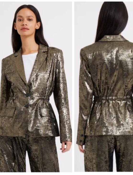 French Connection Jackets & Blazers - French Connection $179 Alara Metallic Notch Collar Blazer Gold Women's 4 Glam